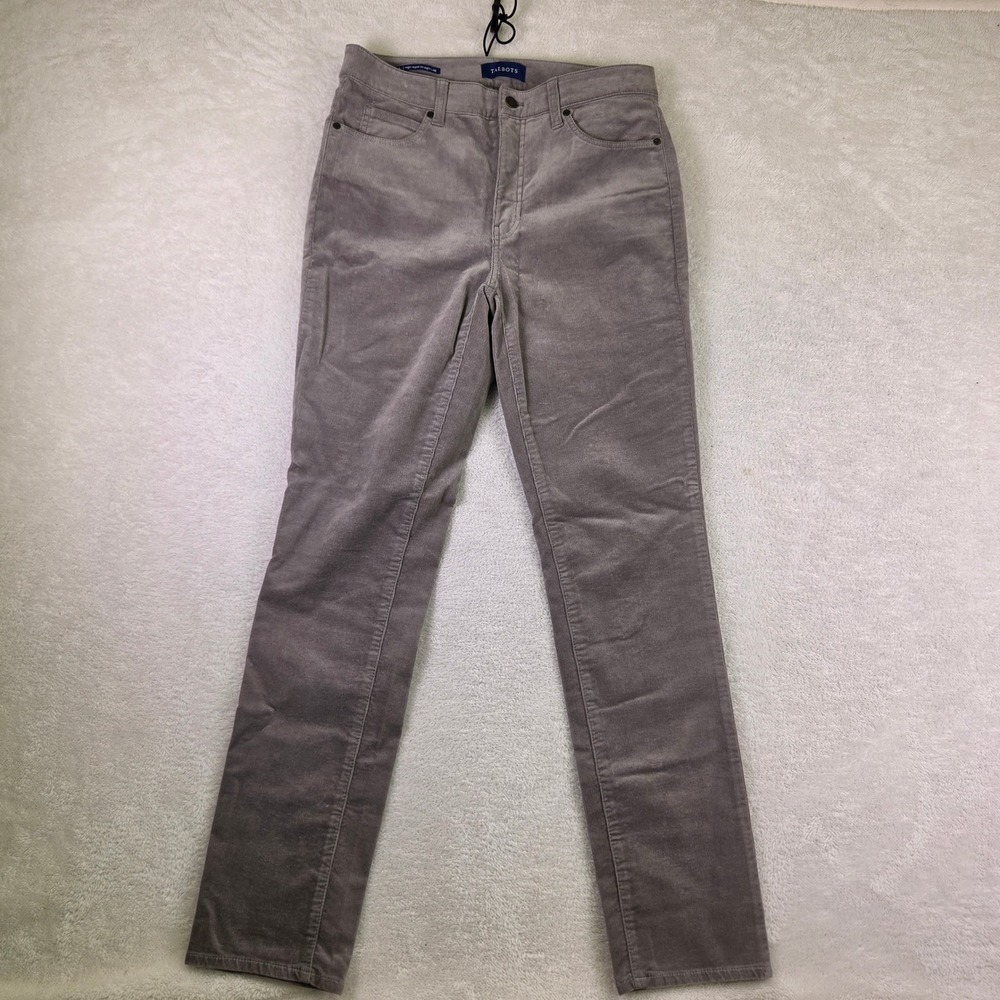 Talbots High Waist Straight Leg Corduroy Pants Grey Taupe Size 6 Womens